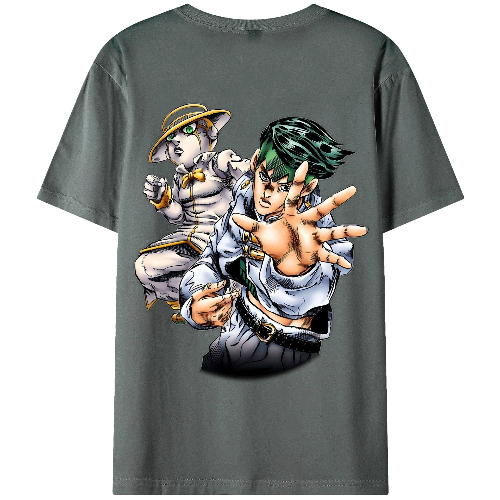 （画像用） ジョジョの奇妙な冒険 岸辺 露伴（きしべ ろはん） JoJo's Bizarre Adventure Rohan Kishibe 綿100％ メンズ半袖Tシャツ（バックプリント） 通気性